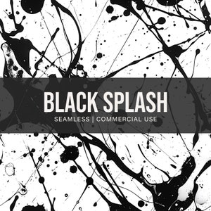 Modello senza cuciture Black Splash, uso commerciale, modello astratto, modello ripetuto, carta digitale, carta per album, modello moderno