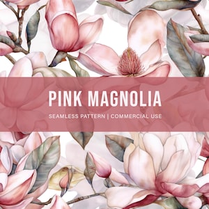 Naadloos patroon met roze magnolia's, digitaal papier met aquarel magnolia bloemen, botanisch herhalend patroon, achtergrond voor commercieel gebruik, stofprint