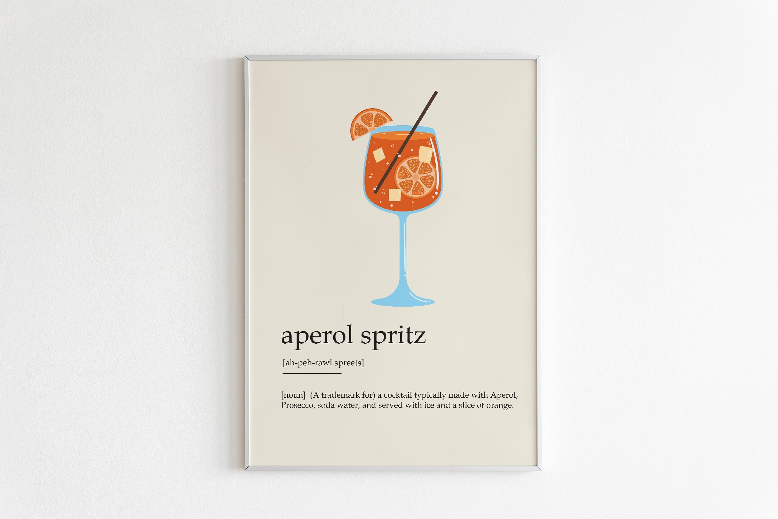 MJ-GRAPHICS - Poster Aperol Spritz - Picture with Cocktail Recipe - Wall Picture DIN A2 in Gallery Quality with Extra Thick 300 g Poster Paper - Retro