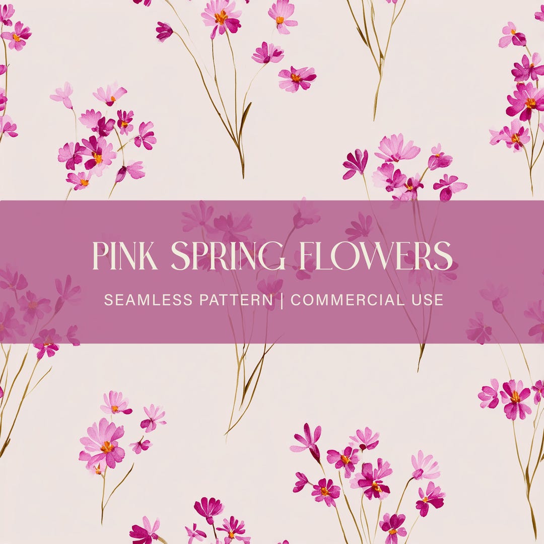 Pink Spring Flowers Seamless Pattern, Small Floral Repeat, Floral ...