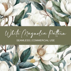 Weiße Magnolie Nahtloses Muster, kommerzielle Nutzung, Magnolienmuster, Aquarell Magnolienmuster, PNG Nahtloses Muster, digitales Papier