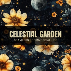 Modello senza cuciture giardino celeste, motivo floreale scuro, motivo tessuto, carta digitale, motivo giardino notturno