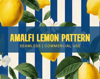 Patrón sin costuras de limones de Amalfi, uso comercial, patrón de limones italianos, papel digital, patrón digital, papel para álbumes de recortes, patrón de limones vintage