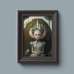 Alice in wonderland surreal poster, alice in wonderland print, alice in wonderland fantasy art, wall art, printable poster, literature art