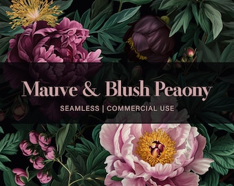 Purple and Pink Peony Seamless Pattern, Commercial Use, Peony Pattern, Floral Pattern, Digital Paper, Scrapbook Paper, Vintage Peony Art