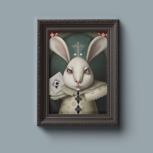 Alicia en el país de las maravillas: el conejo blanco, póster del conejo blanco, impresión del conejo blanco, arte de Lewis Carroll, póster de libro, ilustración surrealista