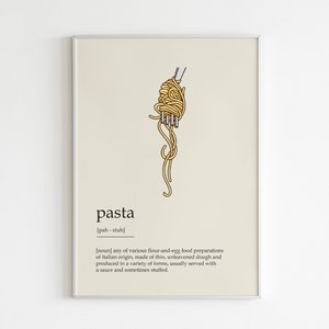 Pasta Poster | Italian Food Wall Art, Pasta Definition Print, Kitchen Poster, Pasta Lover Gift, Italian Food Art, Pasta Wall Decor