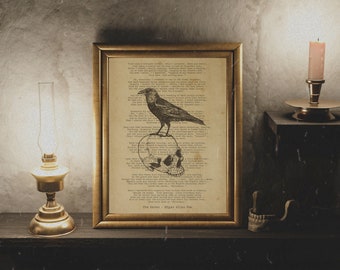The raven poem poster, the raven poster, Edgar Allan Poe poster, the raven poem print, nevermore poster, printable wall art, literary gift
