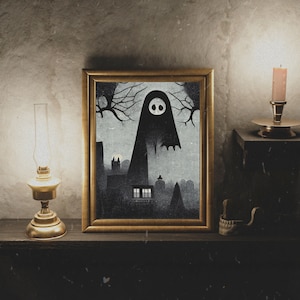 Retro halloween poster, halloween wall art, halloween home decor, halloween printable, spooky halloween, halloween decor, wall art