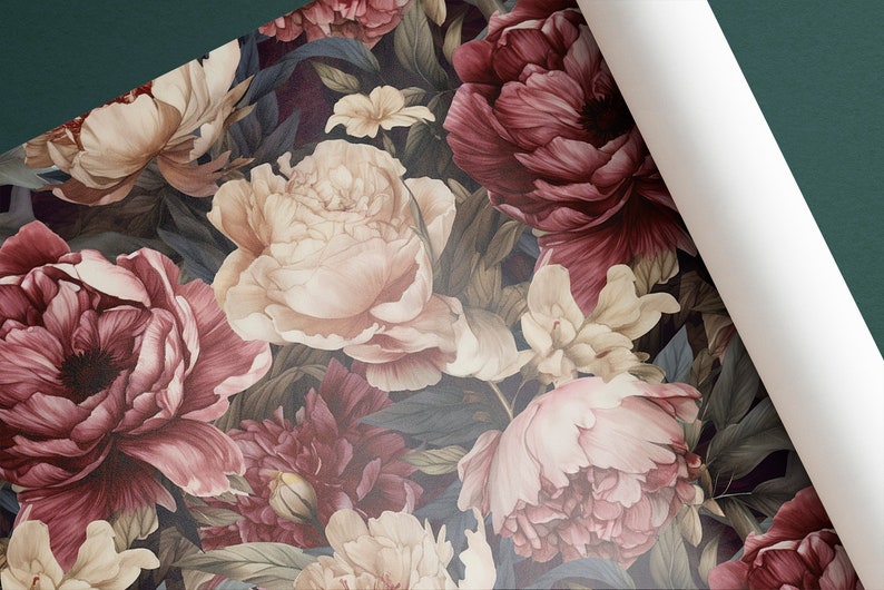 Watercolor Peony Seamless Pattern, Commercial Use, Peony Pattern, Scrapbook Paper, Digital Paper, Floral Pattern, Tileable Pattern image 3