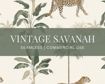 Savanah Seamless Pattern, Commercial Use, Vintage Savanah, Fabric Pattern, Scrapbook Paper, Digital Pattern, Digital Paper