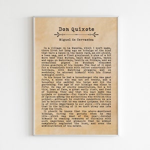 Don Quixote Book Page Poster, Don Quixote Print, Miguel De Cervantes Art, Famous Books Print, Famous Quote Art, Wall Art, Printable Poster