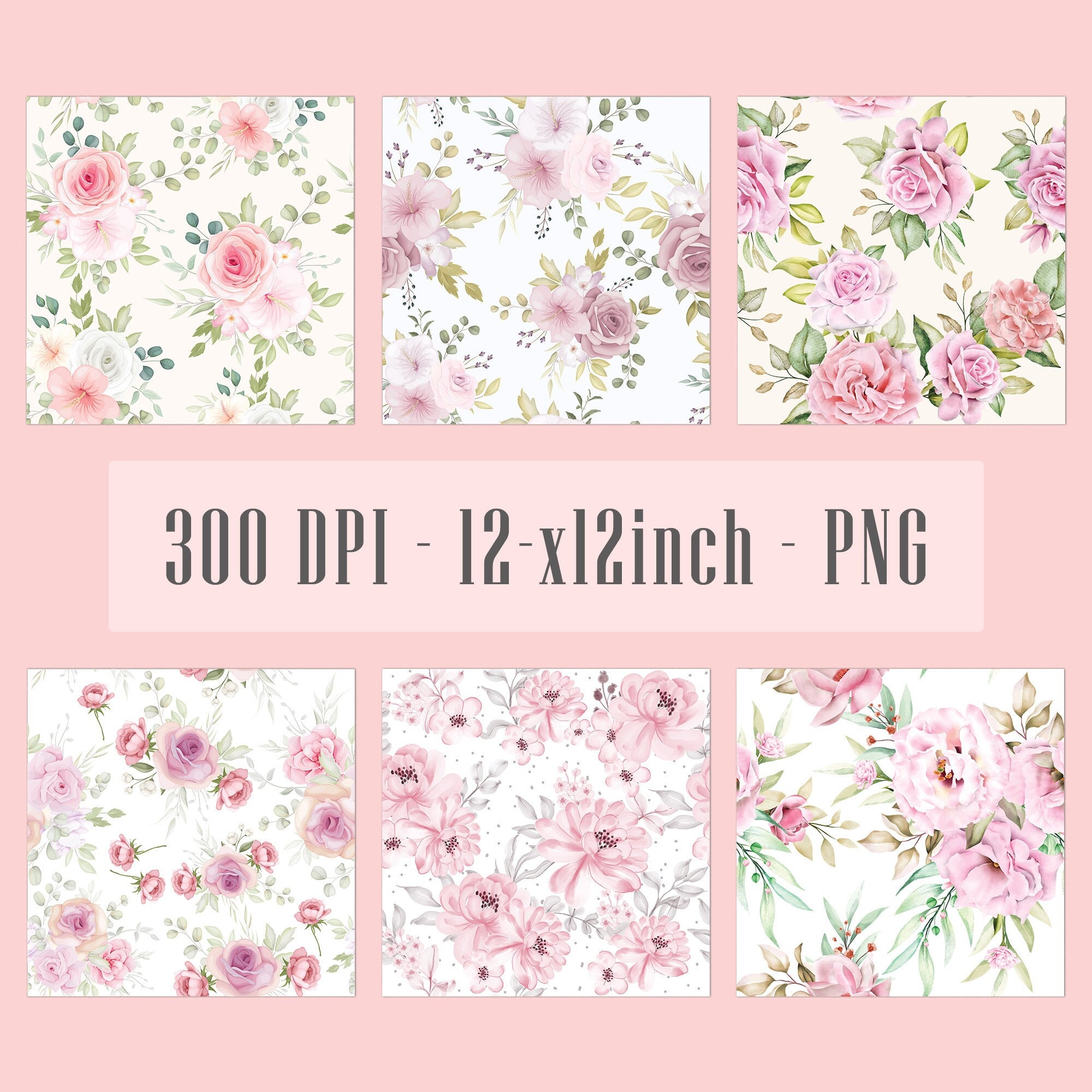 Pink Floral Seamless Pattern Bundle, Floral Digital Patterns, Floral ...