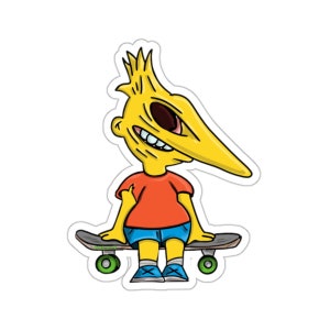 Creepy Cartoon Skateboarder Sticker - Glossy Vinyl Decal
