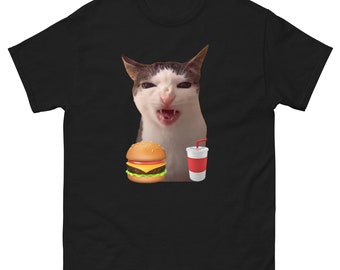 Cat Crunching Food Meme T-Shirt, Funny Graphic Tee