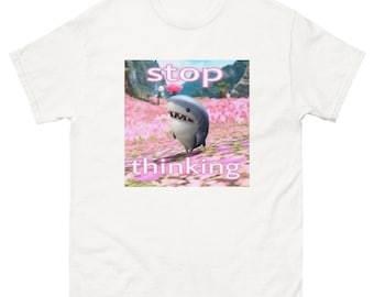 Sluta tänka haj meme t-shirt, Final Fantasy XIV, Brainrot Tee