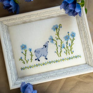 Meadow Flax Sheep Cross Stitch Chart: Pincushion & Pinkeep PDF Pattern | Smuga Stitch Garden