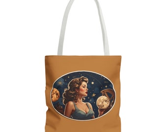 Curious Cuties - Dark Academia Pin-Up Girl Tote Bag Book Tote - Modern Pin Up Art