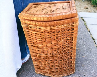 Wicker Basket Clothing Laundry Handmade Rattan