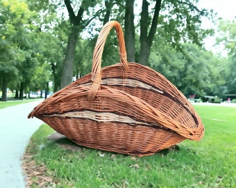 Wicker Harvest Gathering Basket Willow Harvesting Handmade Wooden