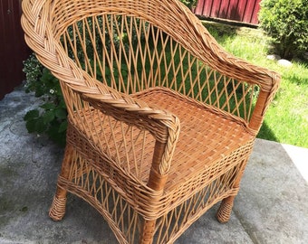 Wicker Rattan Chair Armchair Adult Outdoor Willow Comfortable for Adults