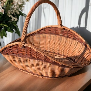 Large Wicker Basket Gathering Firewood Big Display Willow