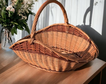 Large Wicker Basket Gathering Firewood Big Display Willow