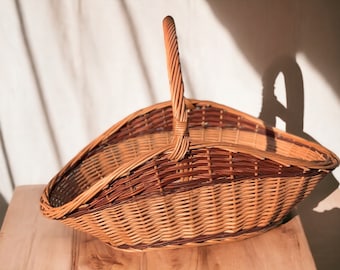 Big Wicker Log Basket Firewood Wood Wooden Willow Handmade