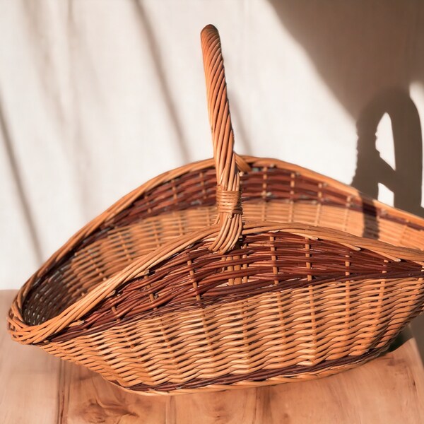 Big Wicker Log Basket Firewood Wood Wooden Willow Handmade