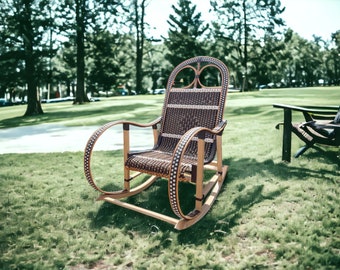 Eco Rattan Rocking Chair Lounge Wicker Willow Living Room Black