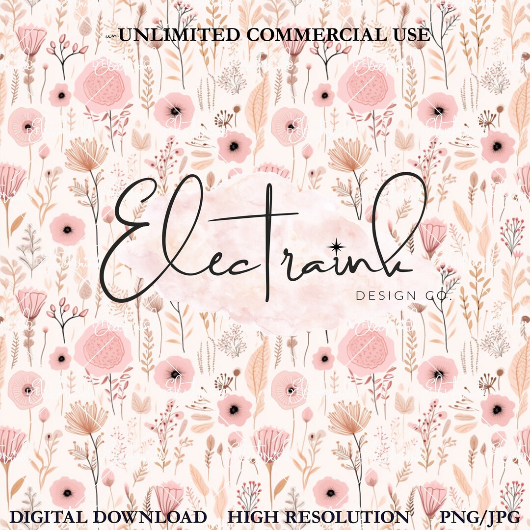 Boho Floral Seamless Pattern , Instant Download , Unlimited Commercial ...