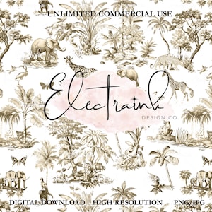 Padrões sem emendas de Toile de Jouy Chinoiserie marrom, download instantâneo, padrão asiático, uso comercial ilimitado, padrão francês, scrapbooking