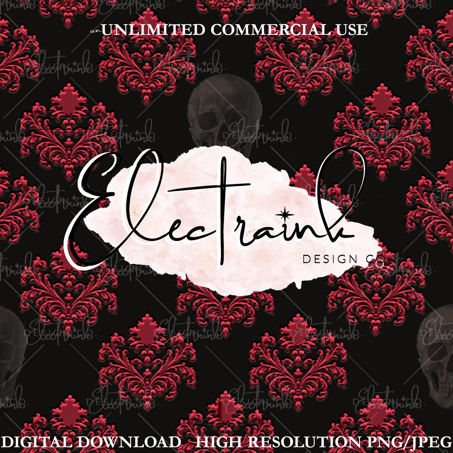 Gothic Damask Digital Download, Halloween Seamless Pattern, Commercial ...