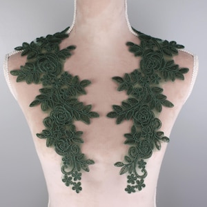 Dark Green Applique Pair for Lyrical Dance, Ballet, Illusion Gowns, Costumes AJC1144DG