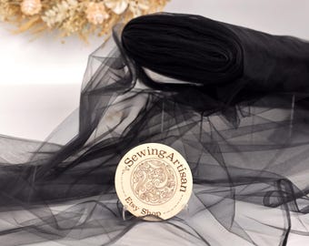 Black Bridal Tulle Fabric: 108" Extra Wide Matte Semi Soft Polyester, By The Yard