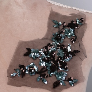 Green Sequined Applique for Lyrical Dance, Ballet, Illusion Gowns, Costumes AJC0308gn