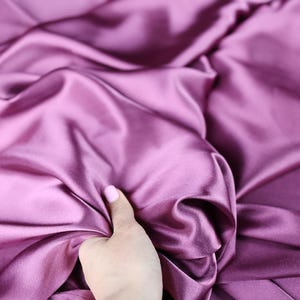 Berry Charmeuse Satin Fabric: Deep Pink Polyester, 58/60&quot; Wide
