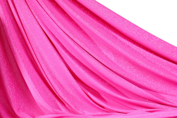 Fuchsia Pink Glitter Knit Fabric: 2-Way Stretch Spandex, Shimmer Material