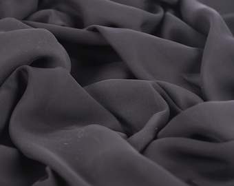 Black Matte Chiffon Fabric by the Yard, Soft Flowing Polyester Sheer for Dresses