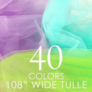 108W Extra Wide Bridal Tulle: Semi-Soft Polyester Net, 40 Colors