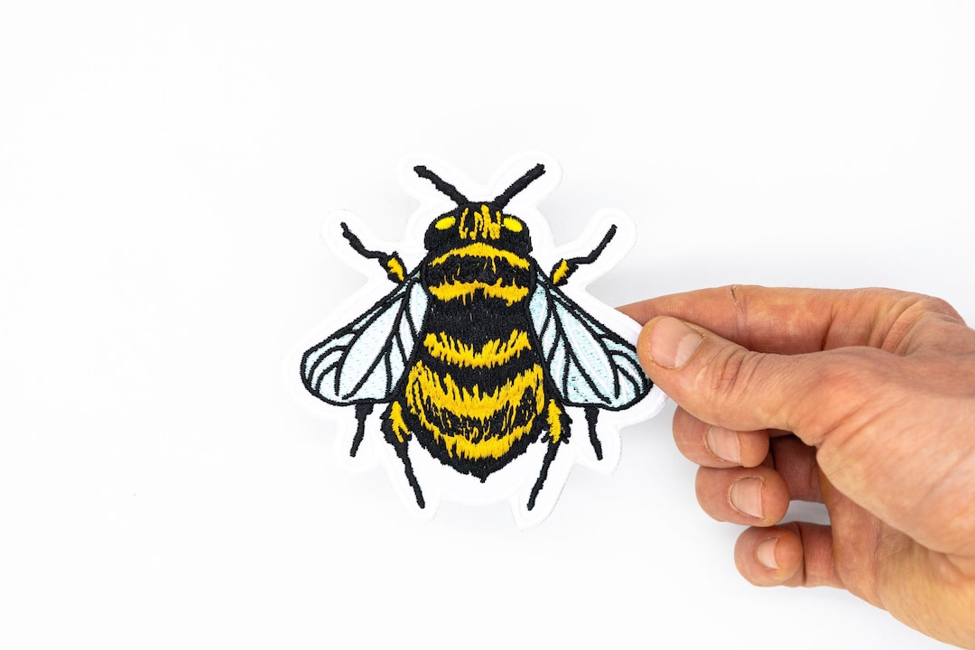 Save The Bees Iron-On Patch - Honeycomb & Bee Embroidered Design, Eco-Friendly Message