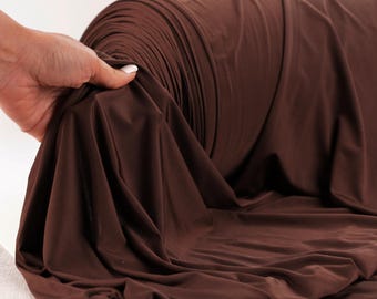 Brown Venechia Knit Fabric: 4-Way Stretch Polyester Spandex Blend