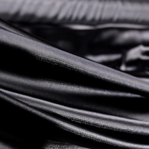 Black Charmeuse Satin Fabric: 100% Polyester, 60" Wide, By The Yard
