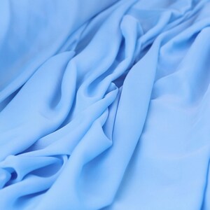 Classic Blue Chiffon Fabric by the Yard, Matte Sheer Polyester for Bridal & Event Decor