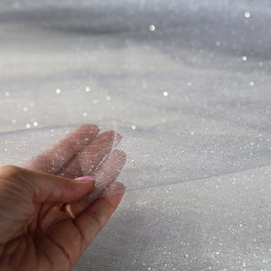 Silver Glitter Tulle Fabric: Shimmer Sparkle Mesh, 20 Colors
