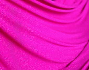 Fuchsiafarbener Glitzerstrickstoff: 4-Wege-Stretch-Spandex, schimmerndes Material