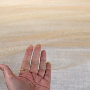 Champagne Glitter Tulle Fabric: Shimmer Sparkle Mesh, Semi-Soft - By The Yard