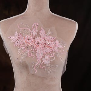 Pink 3d Flower Applique for Lyrical Dance, Ballet, Illusion Gowns, Costumes GLT2563Apnk