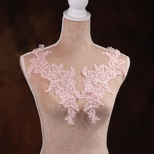 Pink Flower Applique Pair for Lyrical Dance, Ballet, Illusion Gowns, Costumes GLT20440pnk