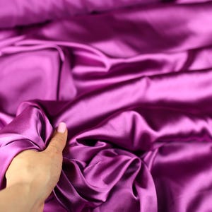Dark Lavender Charmeuse Satin Fabric: Soft Polyester Material by the Yard
